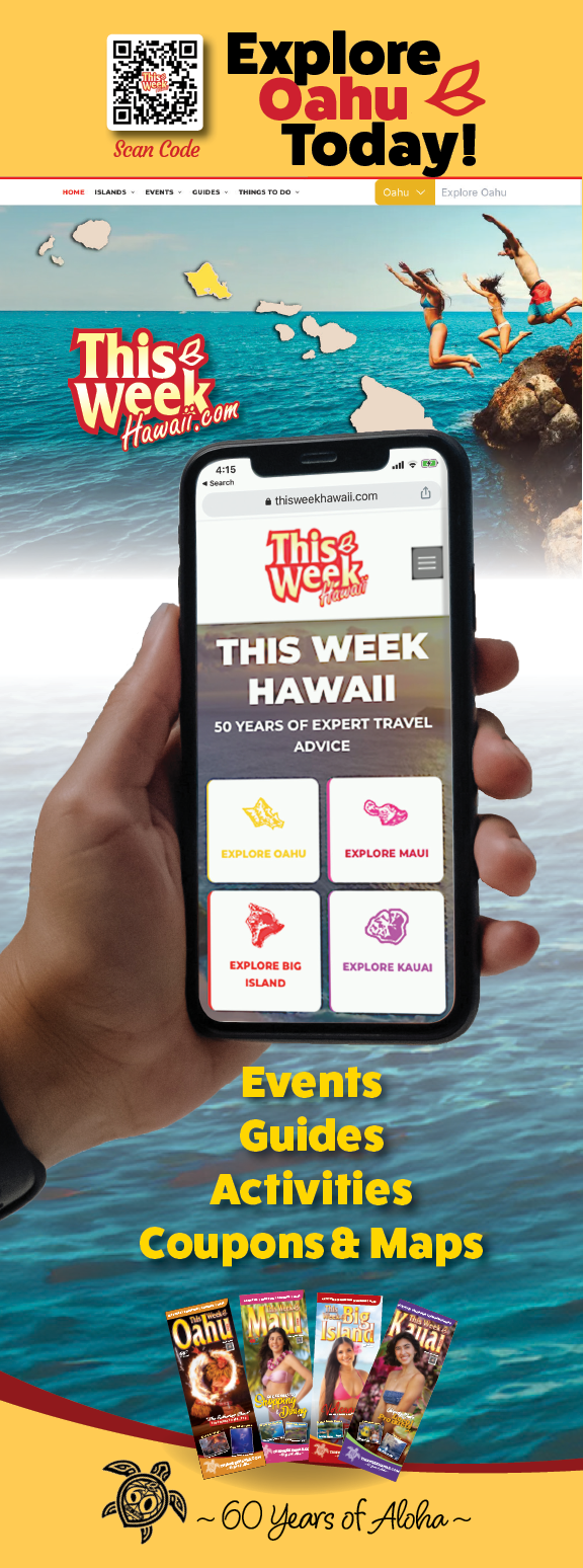 A Hawaiian words and phrases sign. Description generated by AI