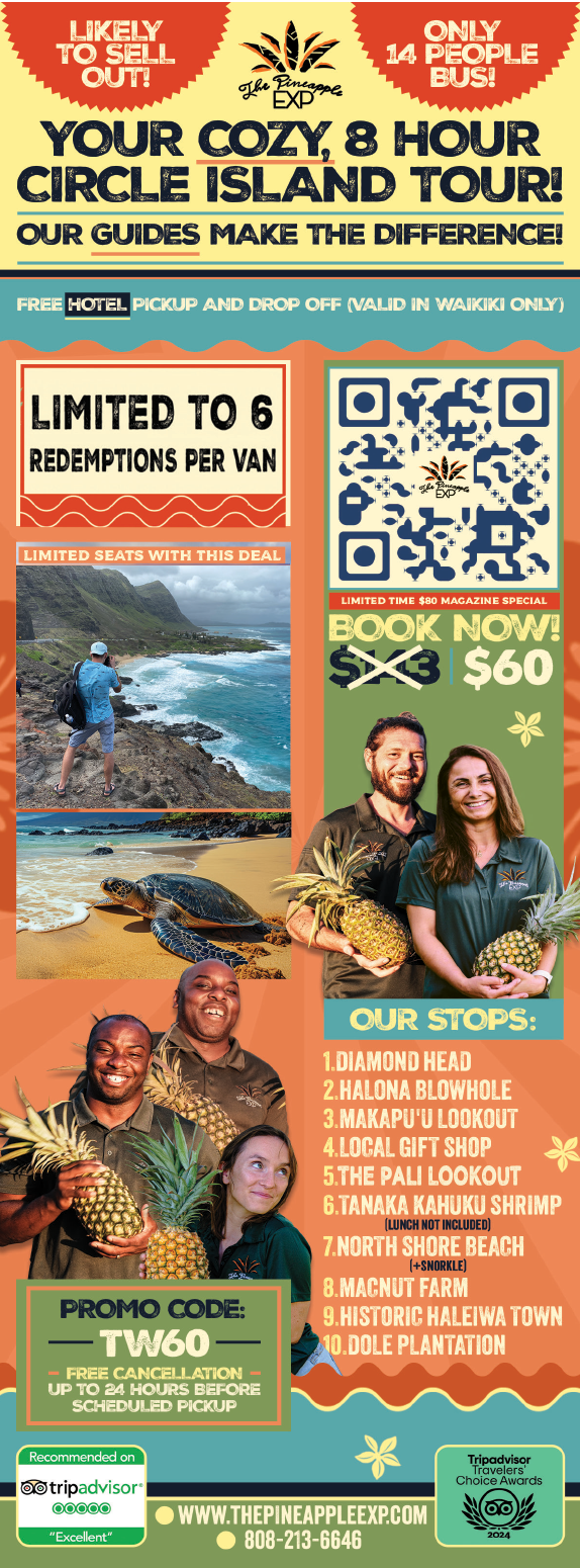 A colorful advertisement for a tour company. Description generated by AI