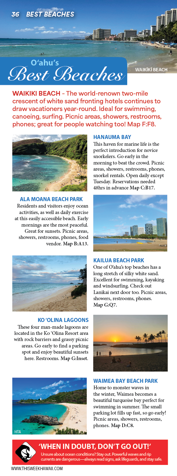 A magazine advertisement for the best beaches in Hawaii. Description generated by AI