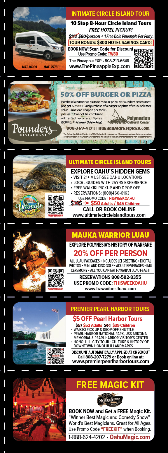 A magazine advertisement for a vacation package. Description generated by AI