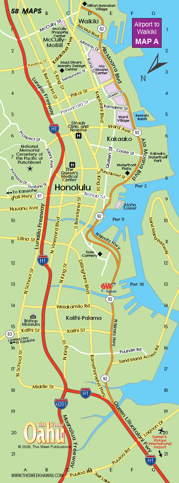A map of a city with a river running through it. Description generated by AI